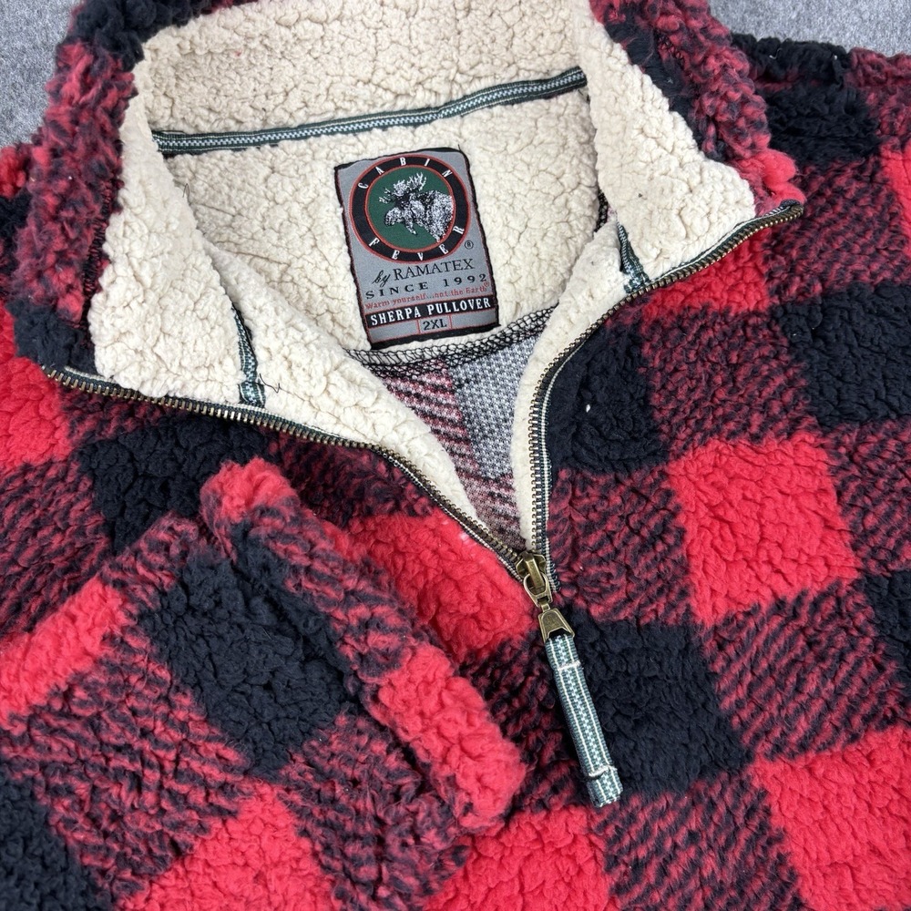 Cabin Fever By Ramatex Pullover Women's 2x Sherpa‎ Red Black Fluffy Cozy Buffalo